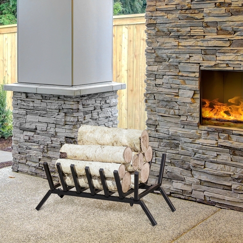 Outsunny 24" Firewood Log Rack Fireplace Log Holder Stylish Wood