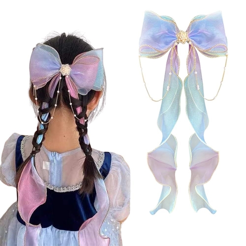 Hair Accessories, Ribbon Bow Hair Clip For Girls, Cute Tassel Princess