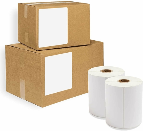 21600 Pack Direct Thermal Labels 4" x 1" 1 Core. Self-Adhesive Rolls.