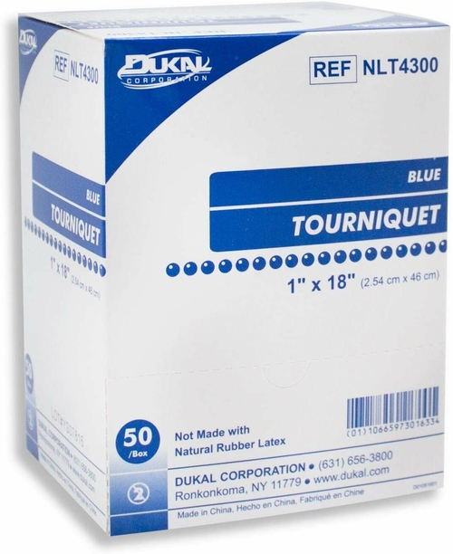 Dukal Pack of 1000 Non-Latex Tourniquets with Dispenser, Blue 1" x