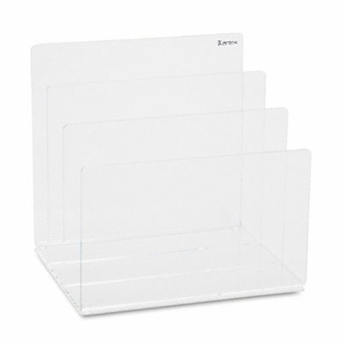 Kantek AD-45 Clear Acrylic Desk File- 3 Sections- 8w x 6 1/2d x 7 1/2h