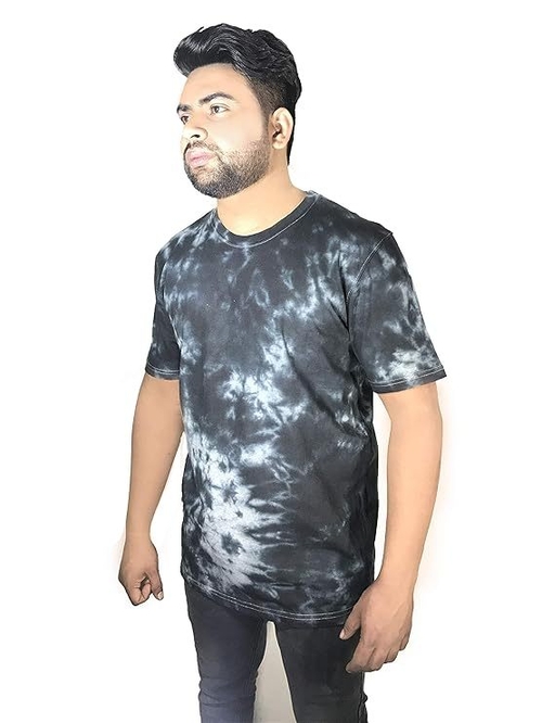 MEN' S Acid Wash Scrunch Navy TSHIRT (Size-XL) (Color-BLACK)