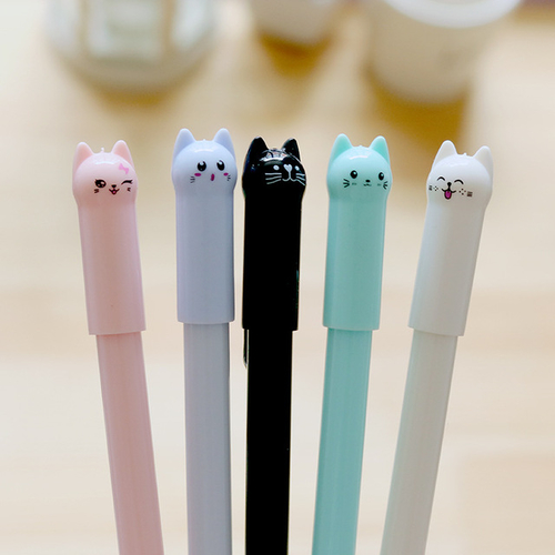 Cute Kawaii Kitten Gel Pens Creative Black Ink Pen