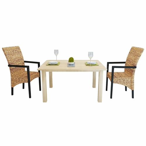 Dining Chairs 4 pcs Abaca and Solid Mango Wood