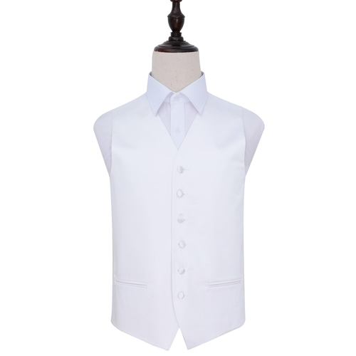 Plain Satin Waistcoat - White, 40'