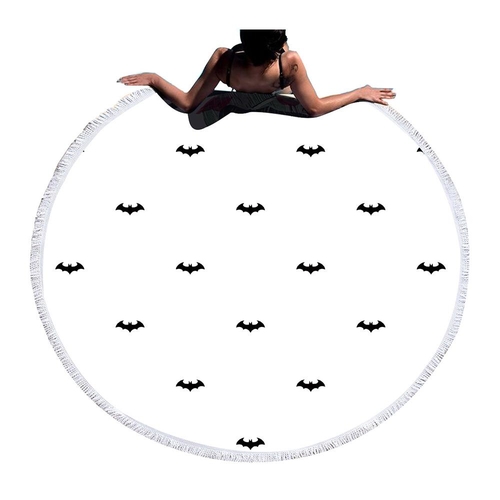 Bat Printed Towel Large Round Beach Towel for