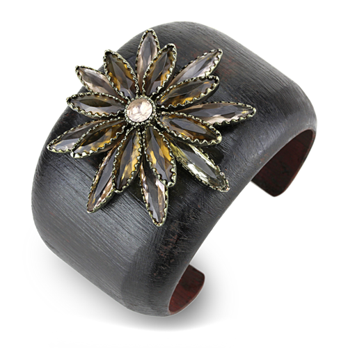 Women Antique Copper Brass Bangle with Synthetic in Champagne - 7.75 i