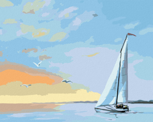 Zuty - Paint by Numbers - SAILBOAT AND ALPENGLOW (D. RUSTY RUST),