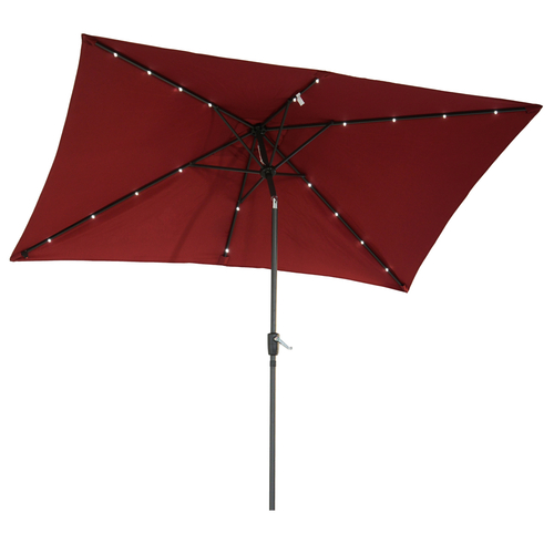 Outsunny 6.5x10ft Rectangle Solar Powered Tilt Patio Umbrella Aluminum