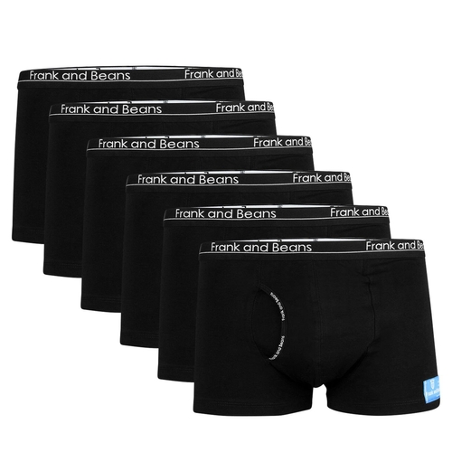 6 Boxer Briefs Mens Cotton Trunks Black
