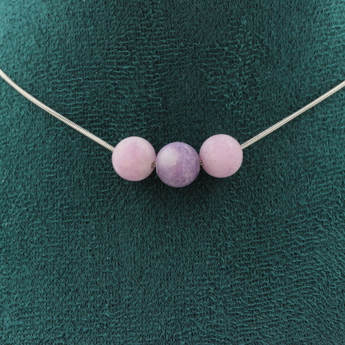 Matte purple Mica 8 mm 3 beads necklace. 