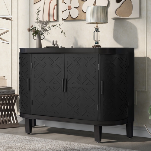 Accent Storage Cabinet Sideboard Wooden Cabinet with Antique Pattern