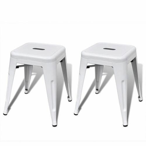 Stacking Stools 2 pcs White Metal