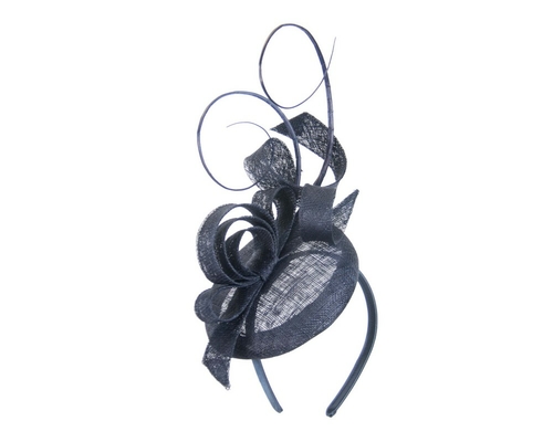 Tall navy sinamay racing fascinator