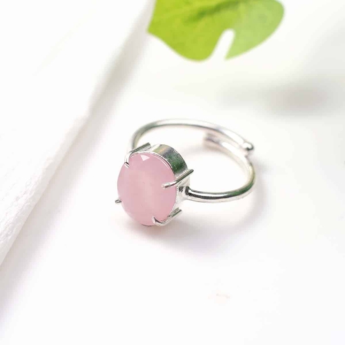 Rose Quartz Diamond Cut Ring