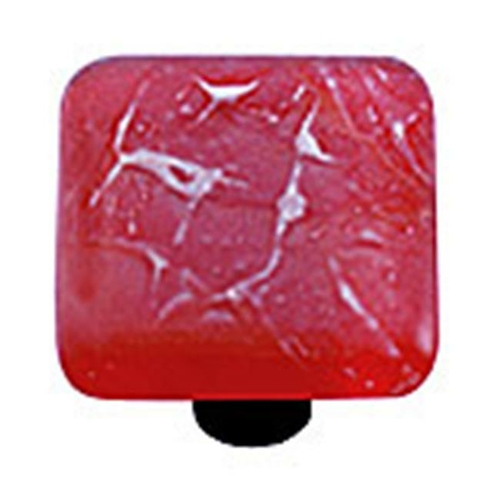 Hot Knobs HK4000-KB Metallic Fractures Brick Red Square Glass Cabinet 