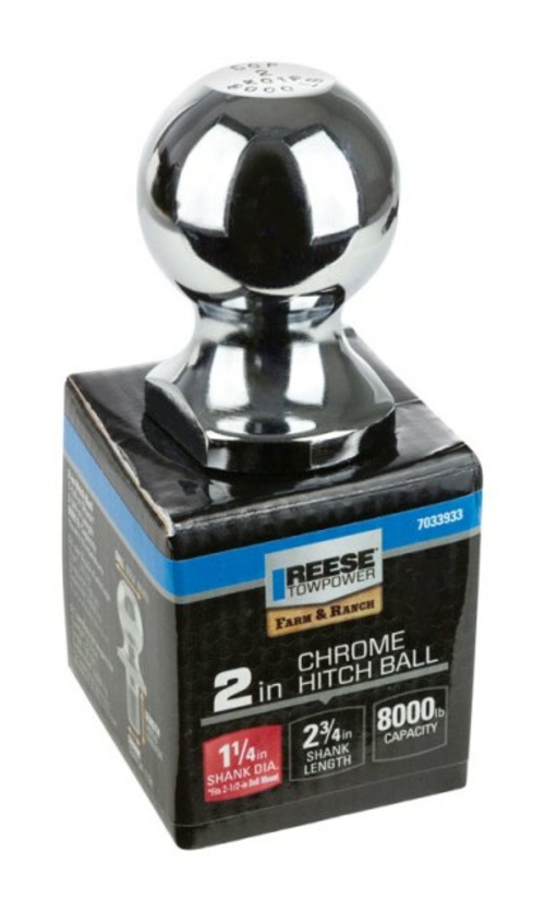 Reese 7033936 2 in. Steel InterLock Hitch Ball  Chrome