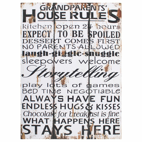Grandparents House Rules Wall Sign