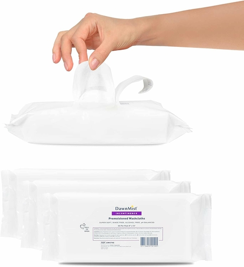 Dukal Disposable Wash Cloths. Case of 600 Pre-moistened Wipes in Hard