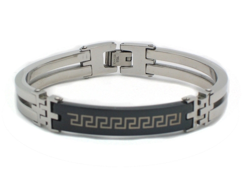 Fronay 286116 Mens Greca Black Alloy Stainless Steel Bracelet