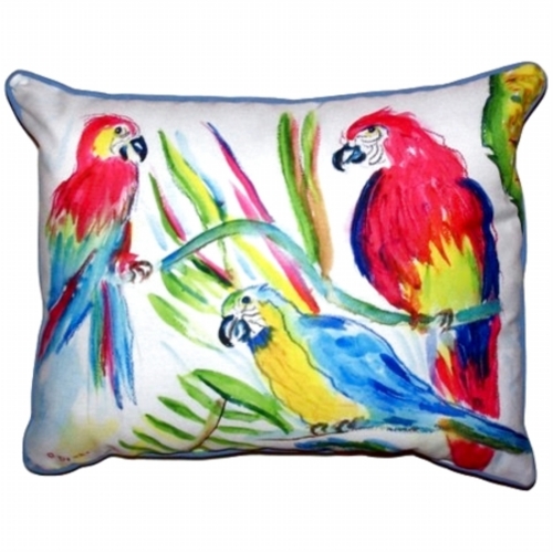 Betsy Drake ZP392 Three Parrots Extra Large Zippered Pillow