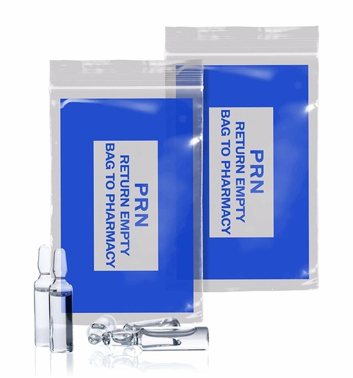 Pack of 1000 Blue PRN Bags, Clear 6 x 9. Zipper Printed Bags 6x9 with