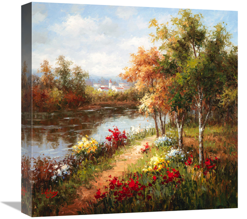 Global Gallery GCS-132489-1818-142 18 x 18 in. Poppies & Stream Art Pr