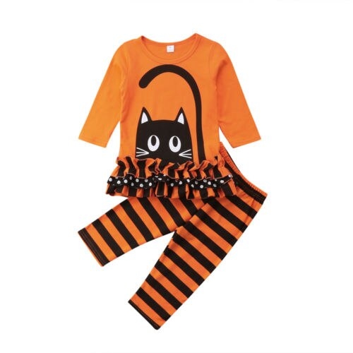 Kids Baby Girls Kitten Outfits Clothes Casual