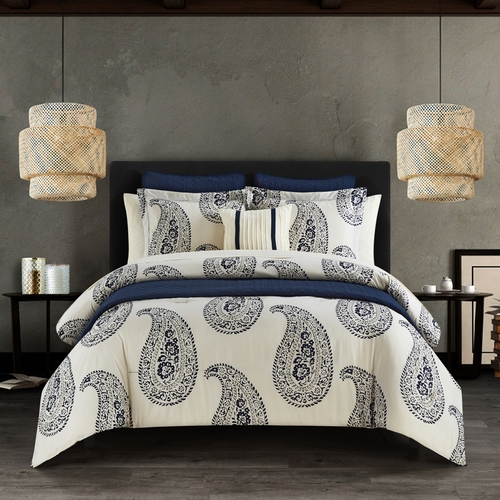 Chic Home BCS00170-US 12 Piece Macon Comforter & Quilt Set, Navy -