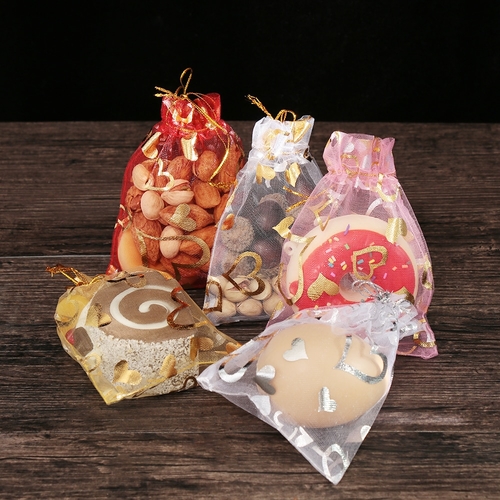 10pcs 7*9/9*12/13*18cm Heart Organza Gift Bag Cute