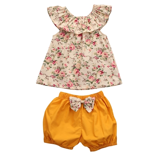 Babies Girl Summer Floral  Ckothing Set Cute Kids