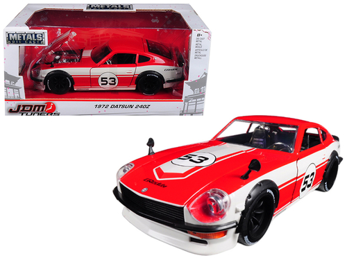 1972 Datsun 240Z #53 Red and White \JDM Tuners\" 1/24 Diecast Model