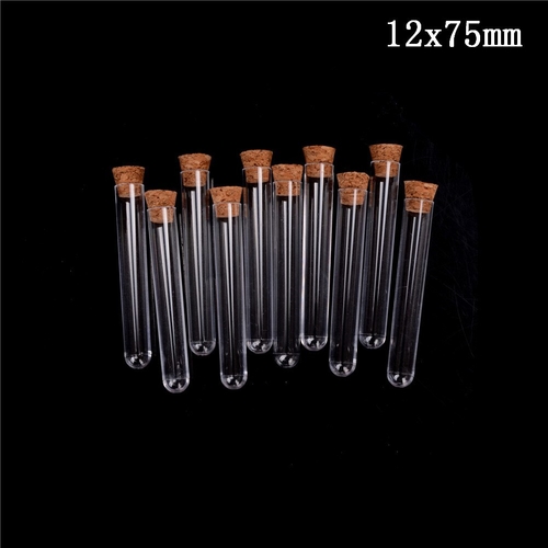 10pcs 12*75mm Plastic Test Tube With Cork 6 inch