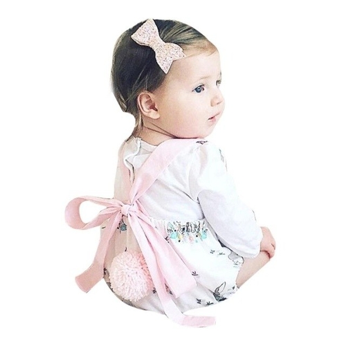 Newborn Baby Backless Bunny Print Roupas Jumpsuit