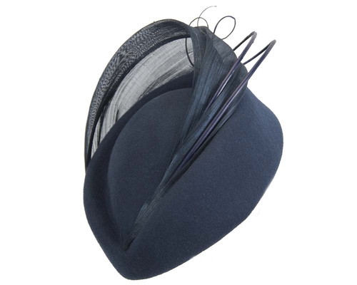 Large navy felt fascinator hat