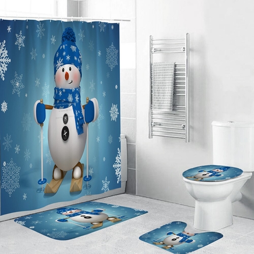 Waterproof Bath Curtain Christmas 3D Digital