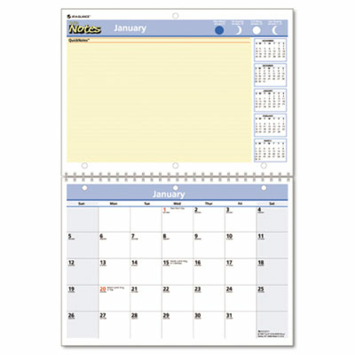 At-A-Glance PM5028 QuickNotes Desk/Wall Monthly Calendar  Wirebound  1