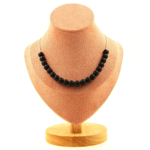 Matte black Onyx 8 mm 20 beads necklace
