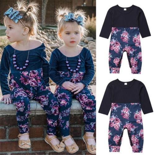 Cute Kids Baby Girl Floral Romper Long Sleeve