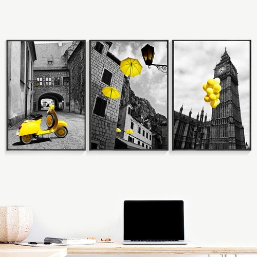Black White Posters And Prints Yellow