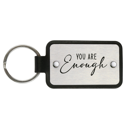 Leather keychain with stainless steel plate – You are enough