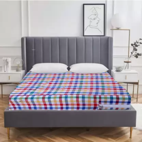 CheckMe Cotton Double Bed Cover  (Multicolor)