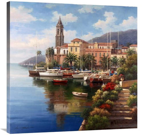 Global Gallery GCS-133484-3636-142 36 x 36 in. Mediterranean Harbor Ar