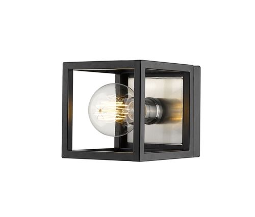 Z Lite 480-1S-MB-BN 6 in. Kube 1 Light Matte Black & Brushed Nickel Wa