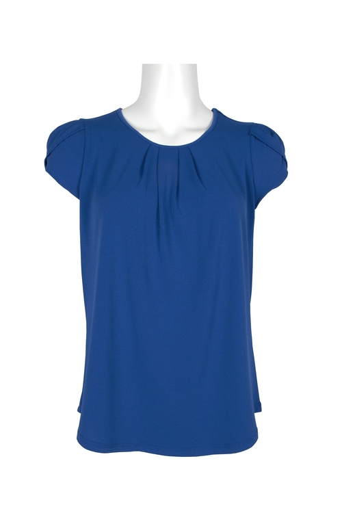 Adrianna Papell Crew Neck Short Sleeve Solid Jersey Top