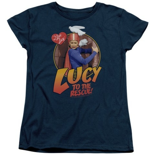Trevco Lucy-To The Rescue Short Sleeve Womens Tee- Navy - 2X