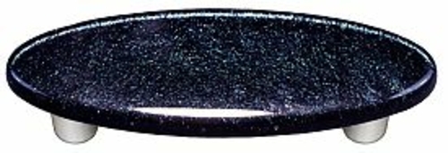 Hot Knobs HK1033-POA Dark Metallic Blue Oval Glass Cabinet Pull - Alum