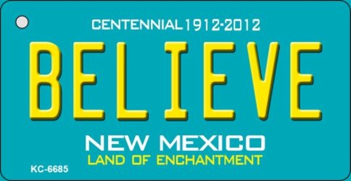 Smart Blonde KC-6685 1.5 x 3 in. Believe Teal New Mexico Novelty Metal