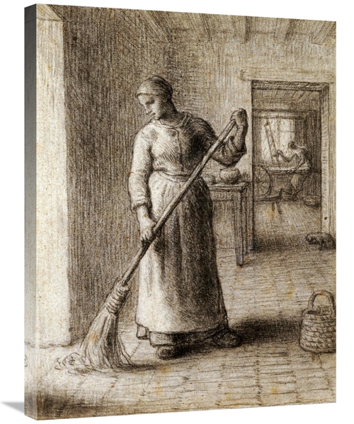 Global Gallery GCS-266883-30-142 30 in. Woman Sweeping Her Home Art Pr