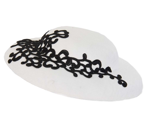 Unusual white & black boater hat